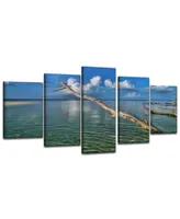 Ready2HangArt Grand Bahama 5 Piece Wrapped Canvas Coastal Wall Art Set, 30" x 60"