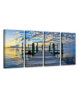 Ready2HangArt Key Largo 4 Piece Wrapped Canvas Coastal Wall Art Set, 24" x 48"