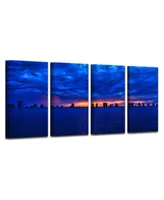 Ready2HangArt Singer Skyline 4 Piece Wrapped Canvas Coastal Wall Art Set, 24" x 48"