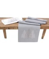 Manor Luxe Festive Trees Embroidered Christmas Table Runner