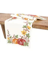 Happy Fall Pumpkins Crewel Embroidered Table Runner