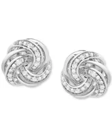Diamond Love Knot Stud Earrings (1/10 ct. t.w.) in Sterling Silver