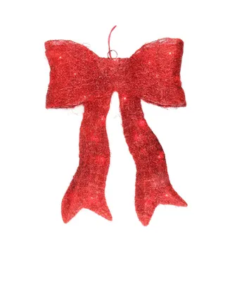 Northlight 24" Lighted Sparkling Red Sisal Bow Christmas Outdoor Decoration
