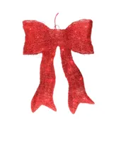 Northlight 24" Lighted Sparkling Red Sisal Bow Christmas Outdoor Decoration