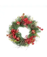 Northlight 26" Red Ornament and Berry Gold Glittered Artificial Christmas Wreath - Unlit