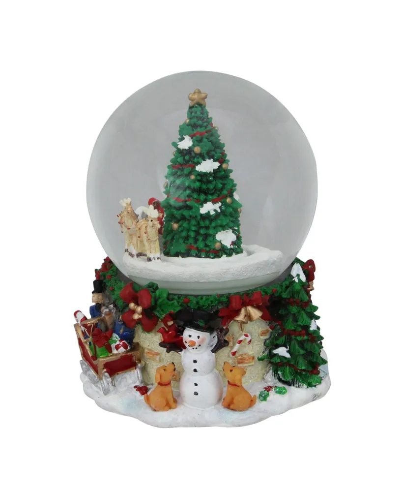 Northlight 6.75" Musical and Animated Santa on Sleigh Rotating Christmas Snow Globe