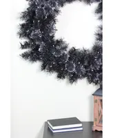 Northlight 36" Battery Operated Black Bristle Artificial Christmas Wreath - Warm White Led Lights