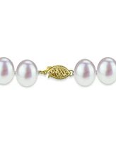 White Freshwater Cultured Pearl (11-11.5 mm) Strand Necklace and Stud Earrings Set in 14k Yellow Gold