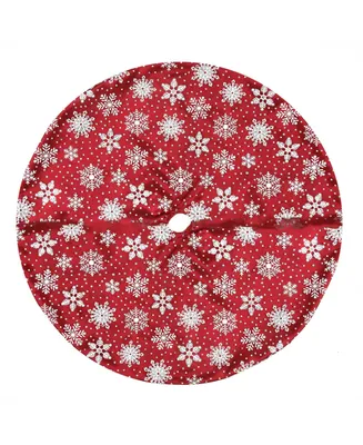 Northlight 20" Red and White Glitter Snowflake Mini Christmas Tree Skirt