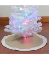 Northlight 20" Decorative Burlap Mini Christmas Tree Skirt with Fleece Border