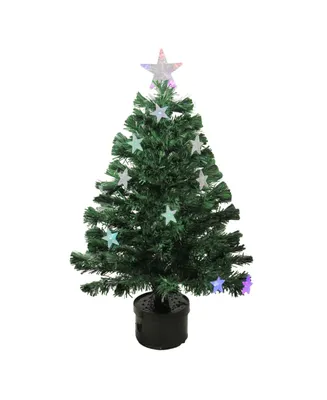 Northlight 3' Pre-Lit Led Color Changing Fiber Optic Christmas Tree with Stars