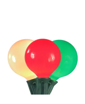 Northlight Set of 15 Red White and Green Satin G50 Globe Christmas Lights - 13.75 ft Green Wire
