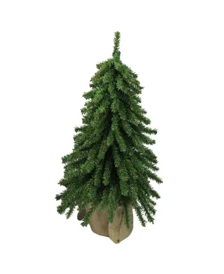 Northlight 18" Downswept Mini Village Pine Artificial Christmas Tree in Burlap Base - Unlit