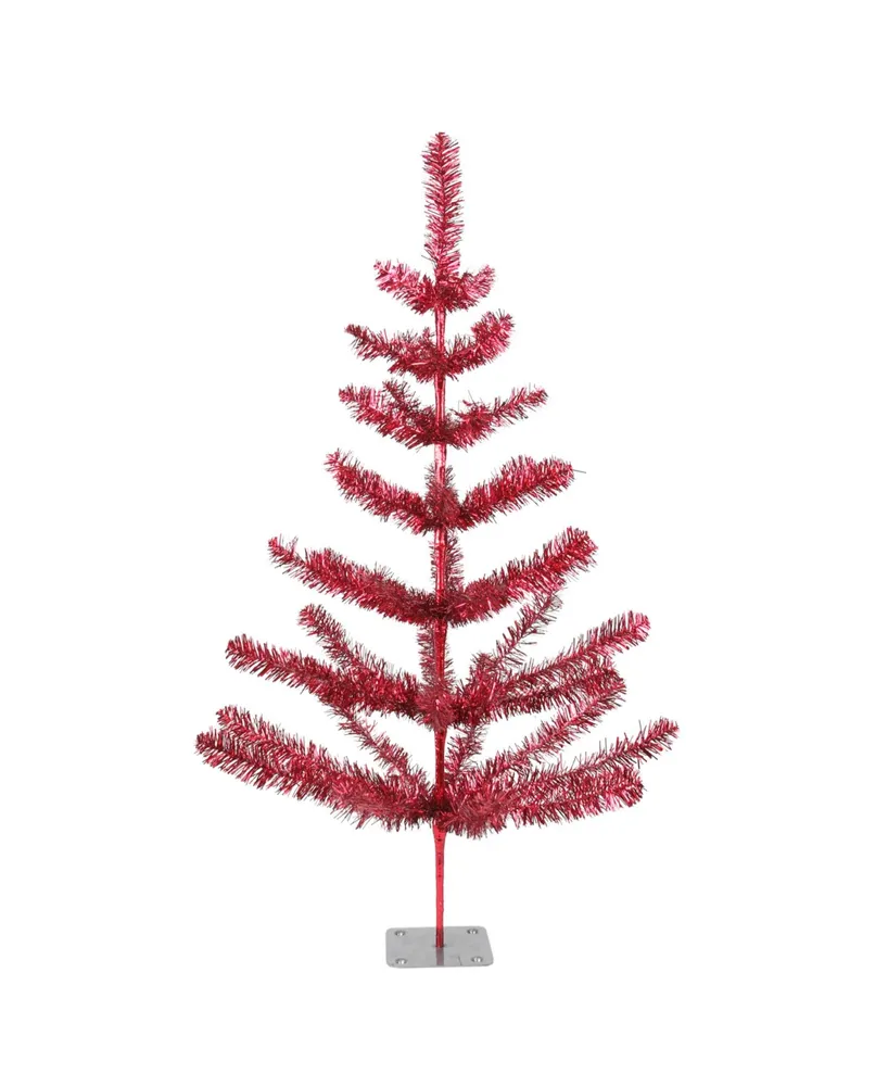 Northlight 3' Red Tinsel Pine Artificial Christmas Twig Tree - Unlit