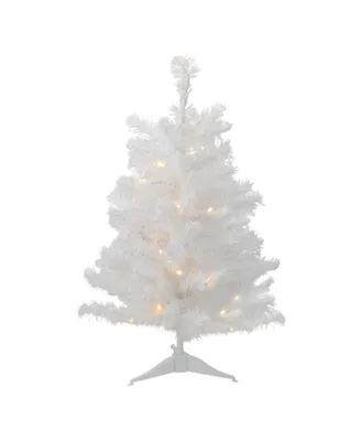 Northlight 2' Pre-Lit Led Snow White Artificial Christmas Tree - Candlelight Lights