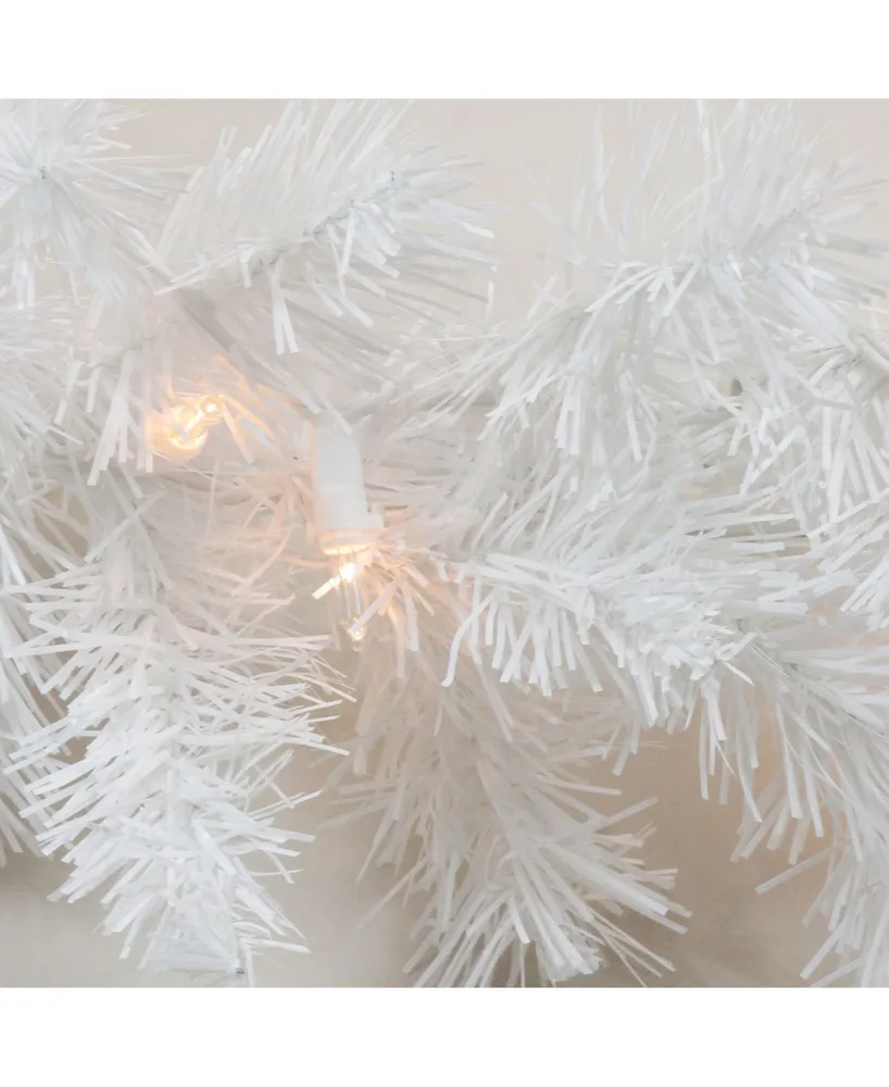 Northlight 9' Pre-Lit Snow White Artificial Christmas Garland - Clear Lights