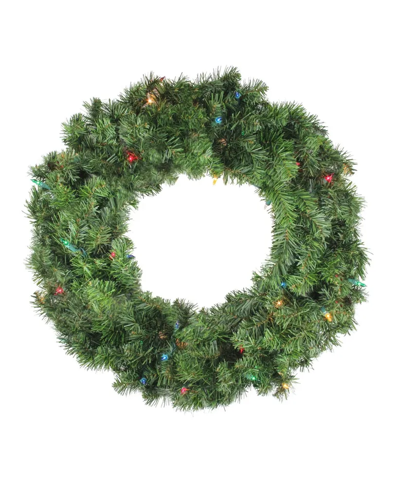 Northlight 24" Pre-Lit Canadian Pine Artificial Christmas Wreath - Multi Lights