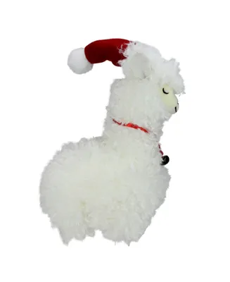 Northlight 13" Plush Standing Llama with Jingle Bell Necklace Christmas Tabletop Figure