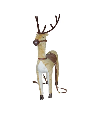 Northlight 40" Plush Standing Reindeer Christmas Decoration with Saddle and Jingle Bells