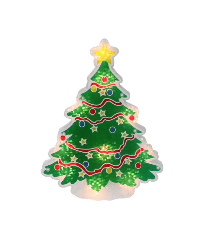 Northlight 12.5" Lighted Holographic Christmas Tree Window Silhouette Decoration