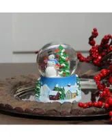 Northlight 4.75" Musical Snowman Red Cardinal and Christmas Tree Snow Globe