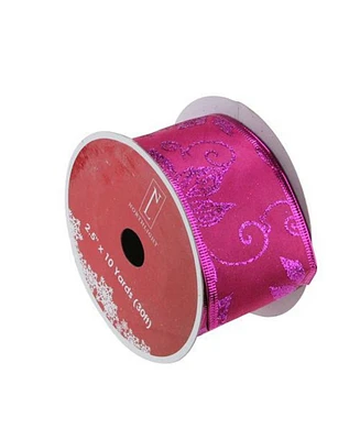 Northlight Shimmering Purple and Pink Solid Wired Christmas Craft Ribbon 2.5" x 10 Yards