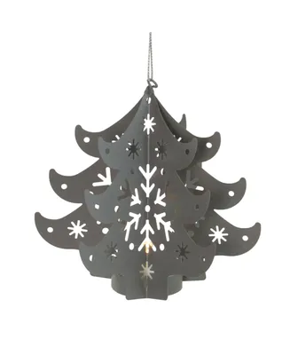 Northlight 4.5" Prelit Gray Cut Out Tree Christmas Ornament
