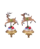 Northlight Set of 2 Glittered Reindeer Christmas Stocking Holders 9.25"