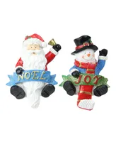 Northlight Set of 2 Santa and Snowman Glittered Christmas Stocking Holders 6.25"