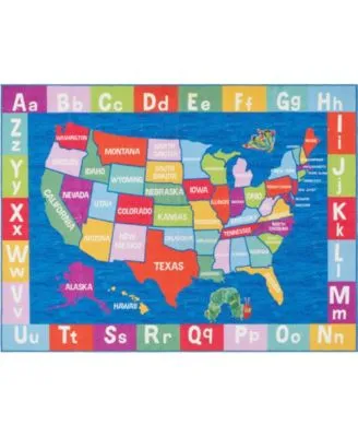 Home Dynamix Eric Carle Elementary Usa Map Blue Area Rug Collection