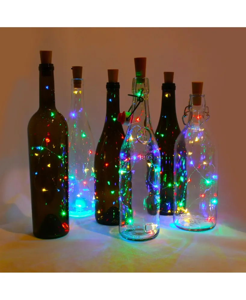 Lumabase Battery Operated Wine Cork Multicolor Fairy String Lights, Set of 6