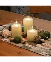 Lumabase Battery Operated Realistic Flame Led Wax Candles in Glass Holders, Set of 3