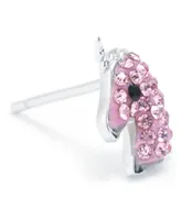 Pink Pave Crystal Unicorn Stud Earrings set in Sterling Silver