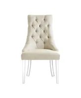 Inspired Home Marilyn Button Tufted Dining Chair with Acrylic Legs Set of 2