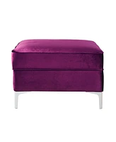 Inspired Home Giovanni Velvet Square Storage Ottoman with Metal Y-Legs