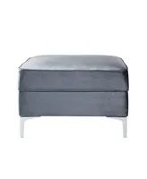 Inspired Home Giovanni Velvet Square Storage Ottoman with Metal Y-Legs