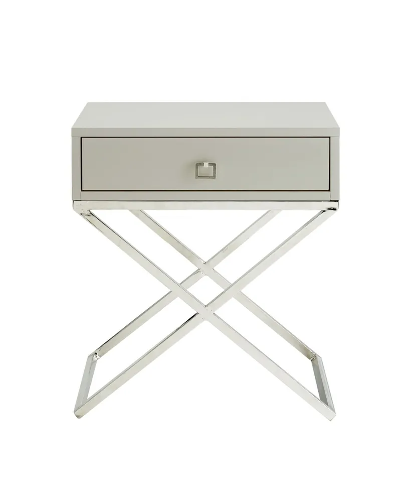 Inspired Home Gekko Lacquer Nightstand with Metal X-Legs