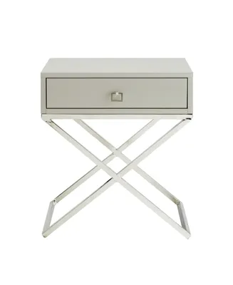 Inspired Home Gekko Lacquer Nightstand with Metal X-Legs
