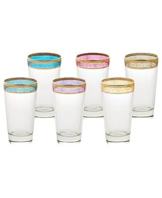 Lorren Home Trends Melania Collection Multicolor Highball Glasses, Set of 6