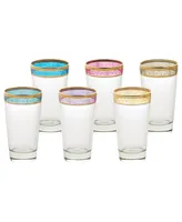 Lorren Home Trends Melania Collection Multicolor Highball Glasses, Set of 6