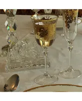 Lorren Home Trends Embellished 24K Gold Crystal Flute Goblets, Set of 4