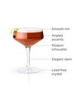 Viski Raye Angled Crystal Coupe Glasses Set of 2, 7 Oz