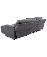 Closeout! Hutchenson 3-Pc. Fabric Chaise Sectional with 2 Power Recliners and Headrests