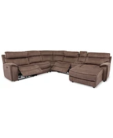 Closeout! Hutchenson 6-Pc. Fabric Chaise Sectional with 2 Power Recliners and Console