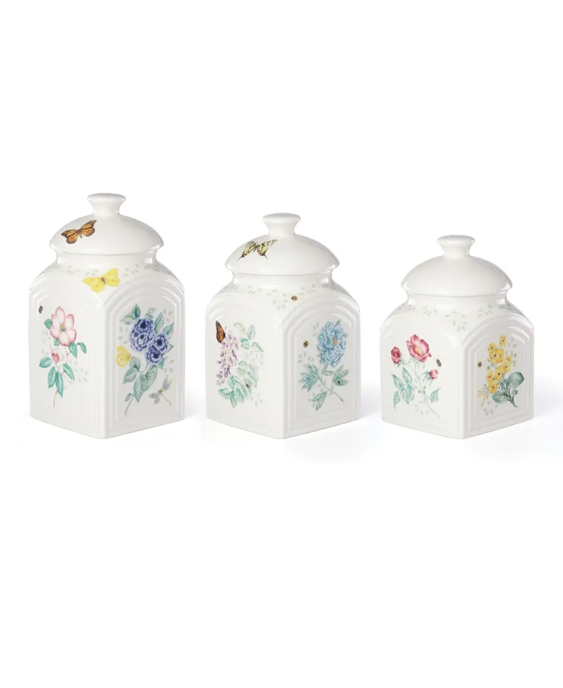 Lenox Butterfly Meadow 3 Pc. Canister Set, Created for Macy's - White Body With Butterfly Meadow Multi