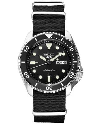 Limited Edition Seiko Men's Automatic 5 Sports Black Nylon Strap Watch 42.5mm, Created for Macy's
