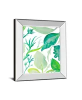 Classy Art Green Water Leaves Ii by Kat Papa Mirror Framed Print Wall Art, 22" x 26"