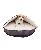 Happycare Textiles Durable Oxford to Sherpa Pet Cave and Round Bed with Removable Top Insert