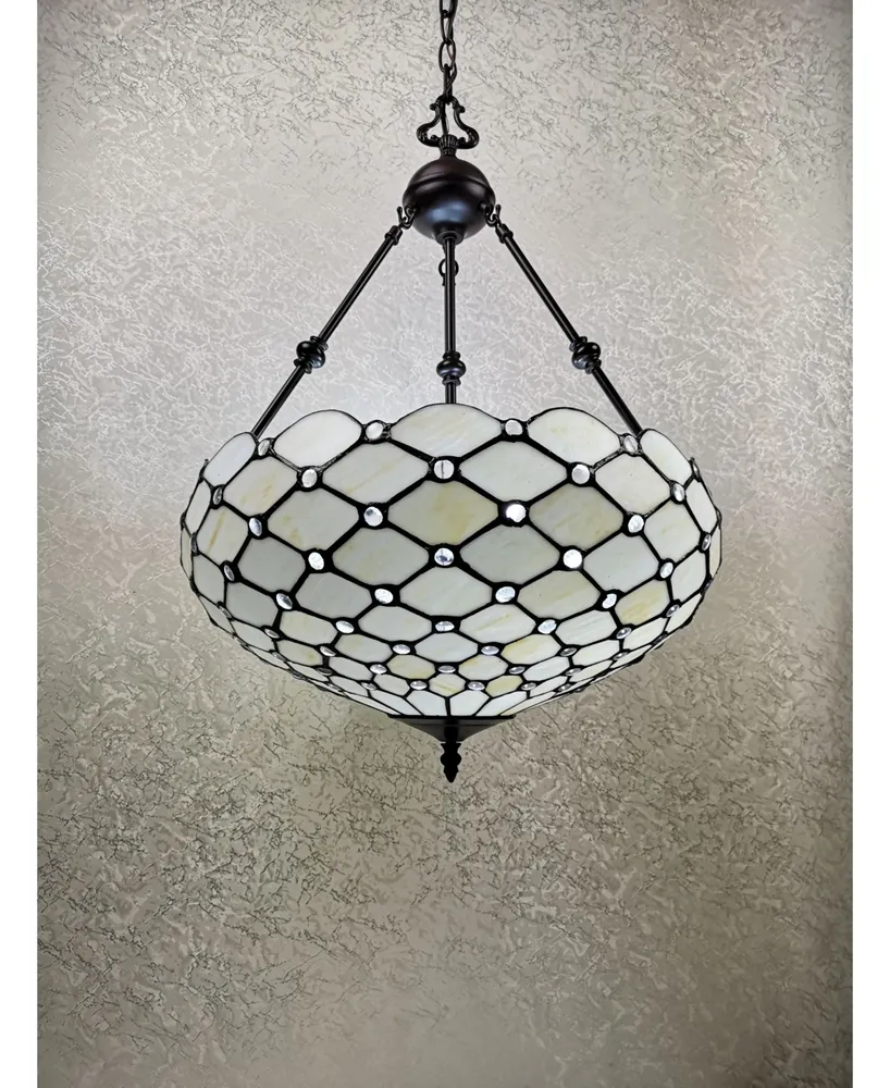 Amora Lighting Tiffany Style 2-Light Jeweled Hanging Candelier Lamp