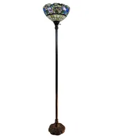 Amora Lighting Tiffany Style Hummingbirds Floral Torchiere Floor Lamp